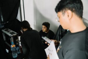 Producer reviewing the footages.